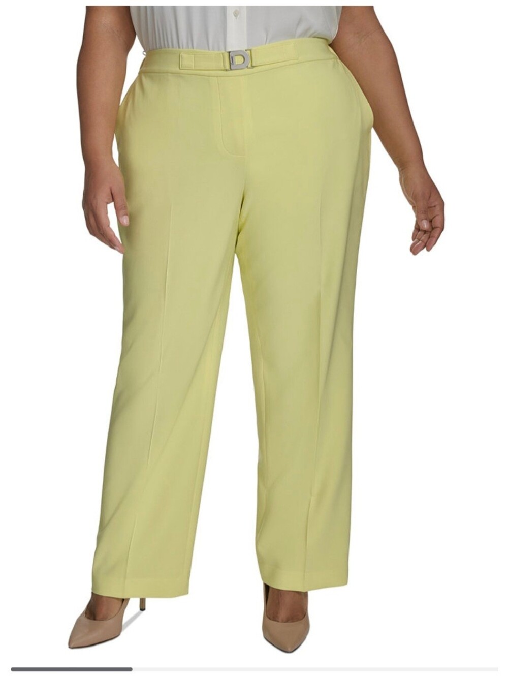 Dkny Pale Yellow Straight-Leg Trousers